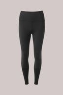 Charcoal compression leggings with mesh panels, high waist, and full-length design on plain background