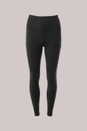 Charcoal high-waisted compression leggings with seam details on a neutral background