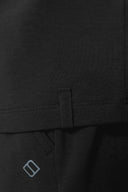 Close-up of charcoal boys' basic tee and joggers set, showing soft fabric texture and pocket detail.
