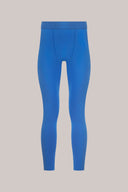 Men's cobalt blue activewear tights with elastic waistband, displayed on plain background